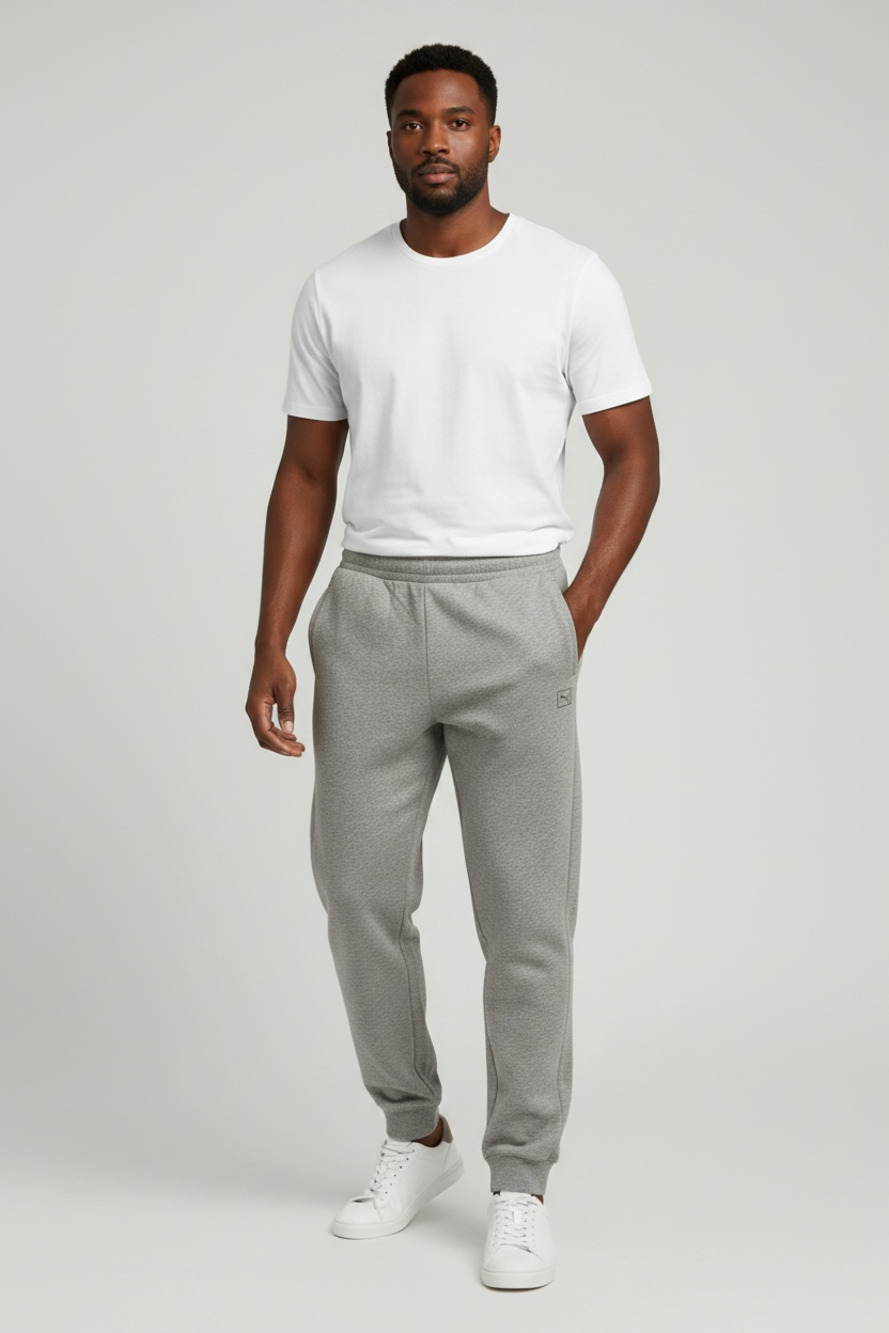 Puma Gray Fleece Joggers Sweatpants with Box Logo Size XXL